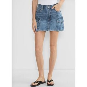 Denim Forum Cargo Mini Skirt Women 31 Blue 90s‎ Mid Rise Denim Skirt